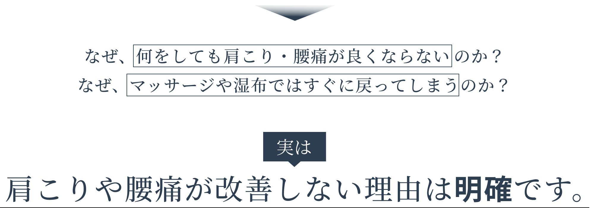 肩こりや腰痛が改善しない原因究明