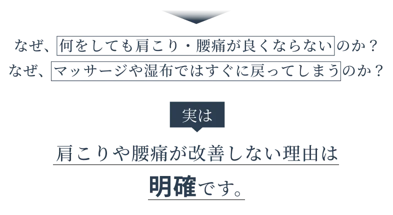 肩こりや腰痛が改善しない原因究明